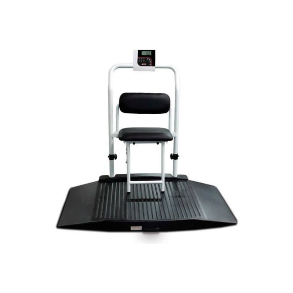 Rice Lake Weighing Systems Rice Lake 350-10-4 Dual-Ramp Wheelchair Scale with Seat & Handrail, 1000 lb x 0.2 lb 141448 - main